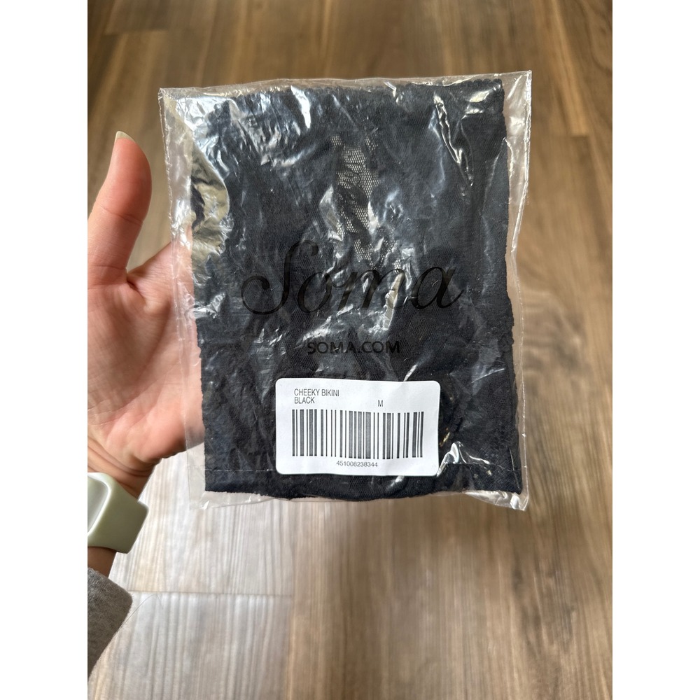 Soma Women's Discontinued Embraceable Allover Lace Cheeky Bikini Black Size M